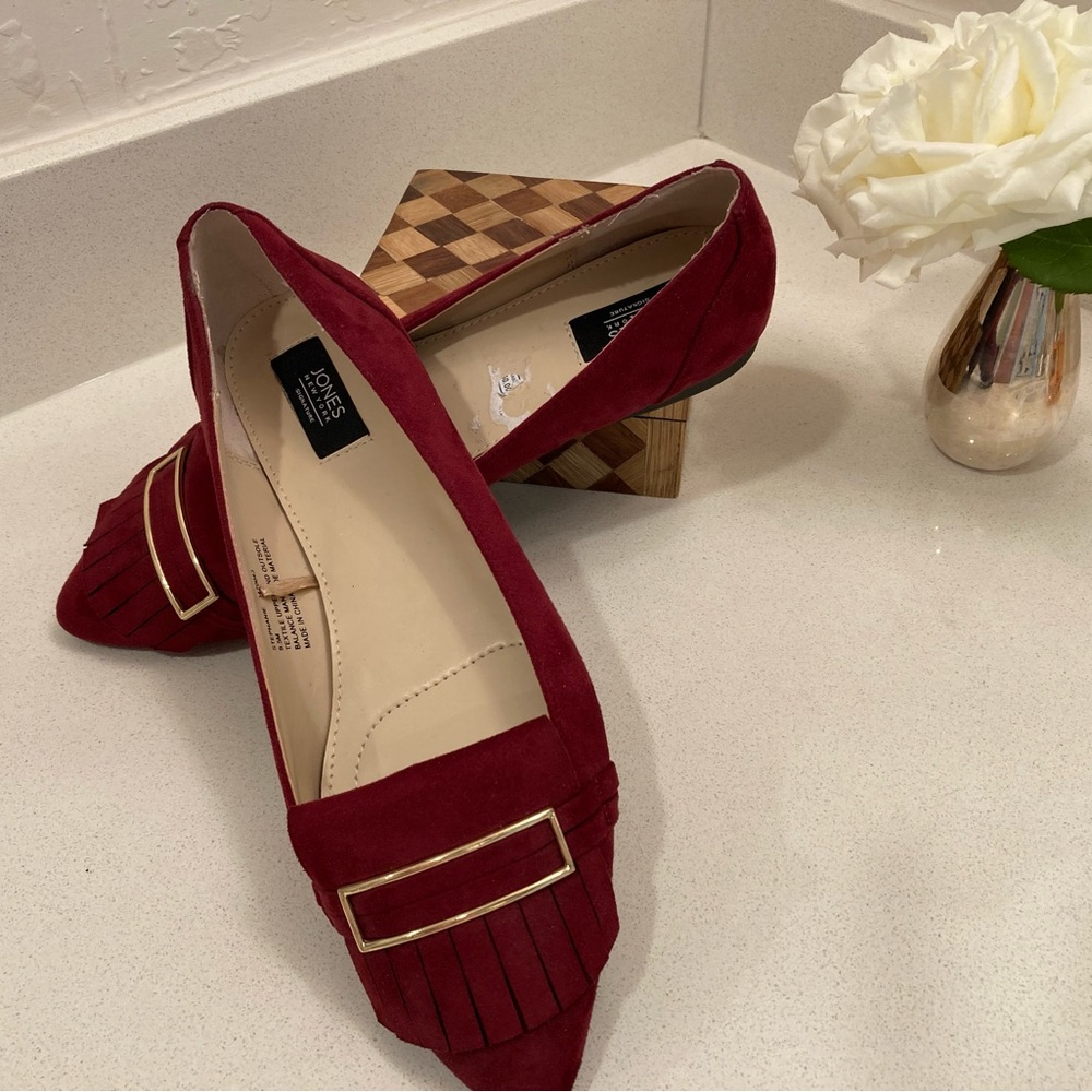 Burgundy suede flats